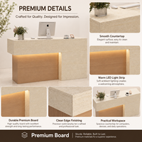 Comptoir de réception minimaliste moderne sur mesure pour bureau ou salon avec éclairage LED et armoire de rangement