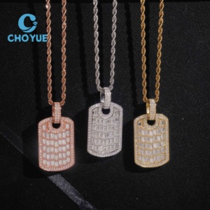 Colgante de Plata 925 con Moissanita Estilo Hip Hop, Placa de Identificación Unisex, Colgante de Moissanita Iced Out, Pasa el Test de Diamante - Product Image 2