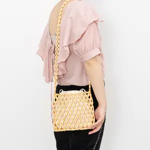 नई मेपल आला डिजाइन लट वर्ग लकड़ी मनका रंग आकर्षित पट्टा कंधे बैग