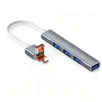 Hub USB 2.0 4 ports, design rabattable, USB Type-C, haute vitesse, en alliage d'aluminium, pour ordinateur de bureau et téléphones, en stock