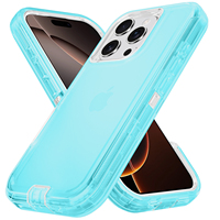 Trois en un pour iPhone 15 Promax Coque de téléphone portable Anti-chute Double face à trois épreuves Coque en silicone TPU transparente en cristal