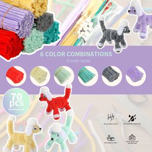Kit de Manualidades de Chenilla de 70 Piezas, 6 Colores, Serie de Animales Adorables, Poodle, Poliéster Moderno, para Educación, Fiestas, Cumpleaños, Días Festivos - Product Image 5