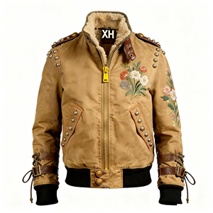 Vente en gros directe d'usine 2026 OEM Veste bomber en denim réversible personnalisée pour homme, doublée en polaire, imperméable, streetwear d'hiver - Product Image 3