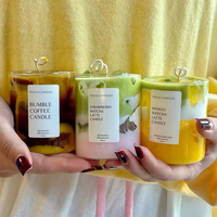 Individuell Gefärbte Runde Gelee-Wachs-Kerzen mit Kaffee- und Matcha-Latte-Duft für Partys, Heimdekoration und Feiertage