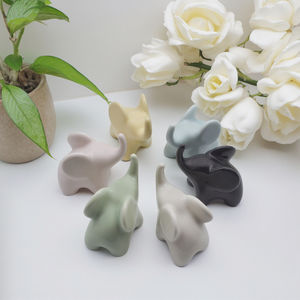 <span class=keywords><strong>Statuette</strong></span> di Elefanti in Ceramica OEM con il Naso in Su, Statua di Elefante Amorevole, Piccole Sculture, Decorazione Casa Africana, Regali di San Valentino - Product Image 2