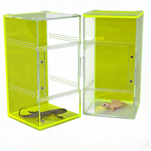 Wholesale Custom Fluorescent Yellow Magnetic Acrylic Reptile Feeding Box Eco Friendly for Small Animal Terrarium Cage - Product Image 3