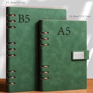 Agenda con Copertina Rigida in Pelle PU Ecologica A5 Personalizzabile, Rilegatura a 6 Anelli, Quaderno Aziendale a <span class=keywords><strong>Fogli</strong></span> Mobili, 100 <span class=keywords><strong>Fogli</strong></span> - Product Image 5