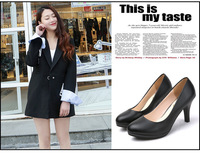 Chaussures de travail professionnelles pour femmes, chaussures de réunion formelles, dessus en cuir véritable, talon kitten, talons D'Orsay, doublure en PU, automne, noir