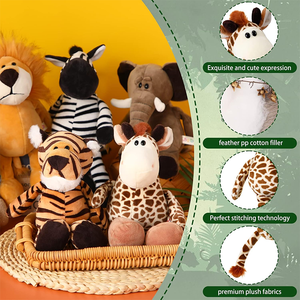 Set <span class=keywords><strong>de</strong></span> Animales <span class=keywords><strong>de</strong></span> Peluche <span class=keywords><strong>de</strong></span> <span class=keywords><strong>la</strong></span> Selva Estilo Tierno para Niños y Niñas con León, Elefante, <span class=keywords><strong>Cebra</strong></span>, Jirafa, Tigre y Mono - Product Image 3