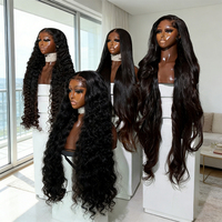 Perruques indiennes en cheveux humains bruts, ondulées, transparentes HD, avec dentelle frontale complète, pour femmes noires