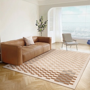 Alfombra Escandinava a Cuadros de 10 mm, Antideslizante, de Felpa, de Secado Rápido, de Poliéster, para Dormitorio, Sala de Estar, Lavable a Máquina - Product Image 1