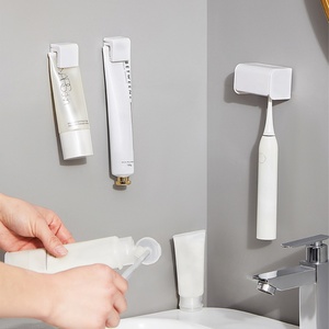 Wall-Mounted <b>Punch</b>-Free Toothbrush Holder Storage Rack Bath Organizer Bathroom Accessory <b>Set</b> - Product Image 2