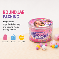 57PCS DIY Squishy Bracelet Bead Kit Round Jar Soft Beads Craft Toy Grosir