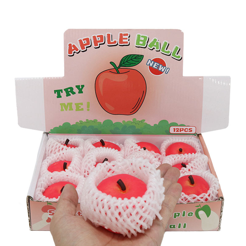 Custom Red Anti-Stress Apple Stretch Ball Toy TPR Fruit Toy for Unisex Kids Aged 5-7 Years for Boys and Girls