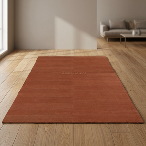 Minimalist Luxury Handwoven New Zealand <b>Wool</b> Rug – Sienna <b>Brown</b> Modern Solid Designer Rug - Product Image 2