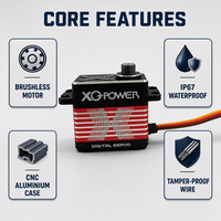 XQ-POWER 12V 40kg.cm de couple, servo numérique sans balais haute performance, servo de direction RC en aluminium CNC résistant à l'eau XQ-BLS8140H