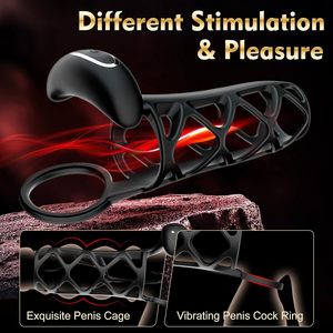 Anillos Vibradores para Testículos con Bloqueo, Funda de Malla Vibrante para Pene, Extensor de Pene con 10 Vibraciones, Juguetes Sexuales para Hombres - Product Image 3