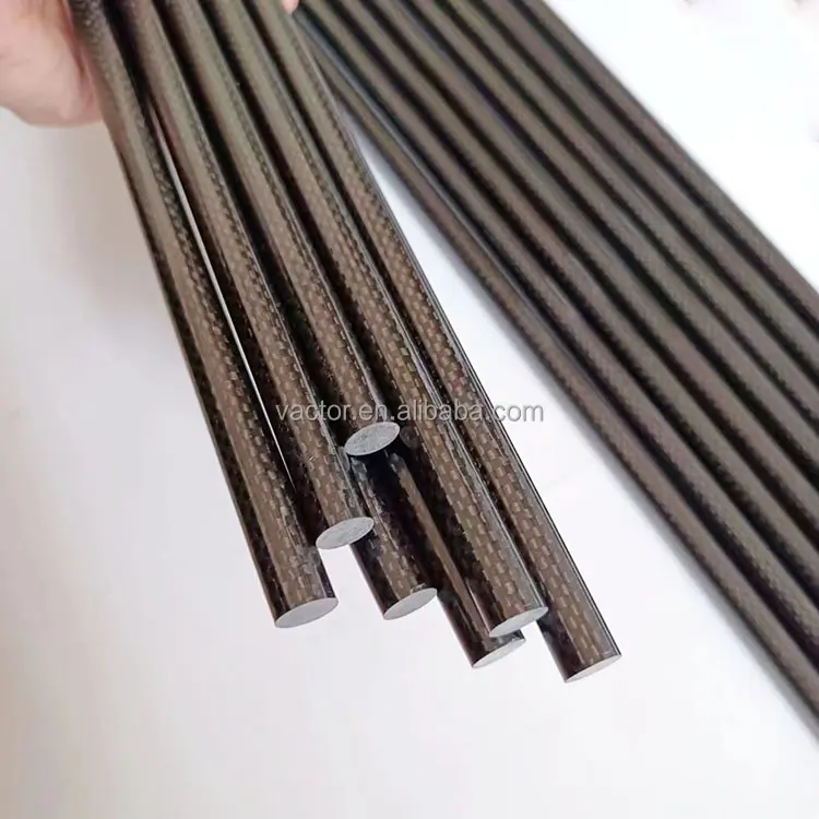 Varilla de fibra de carbono sólida de superficie 3K, varillas/polos/Palos de carbono pultruidos