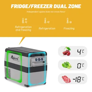 Alpicool caixa de refrigerador elétrica dc 12v 24v, compressor off road para acampamento, geladeira e freezer, mini geladeira portátil 49.4l