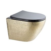 Toilette de luxe salle de bar haut morden placage chasse d'eau monobloc céramique solide bol ensemble salle de bain mur suspendu or toilette