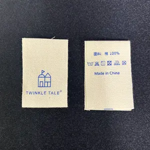 Nhãn Vải Cotton Tùy Chỉnh Nhãn Dệt Cho Quần Áo Nhãn Vải Cotton In Cho Quần Áo