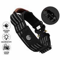 Collier tactique pour chien AirTag robuste, collier en nylon réfléchissant avec poignée, boucle à dégagement rapide pour chiens de taille moyenne et grande
