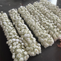Chemin de table rond en forme de cercle de roses blanches pour mariage, décoration florale, rangée de fleurs pour la scène