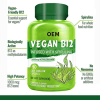 Complément alimentaire en comprimés pour la santé de l'humeur, de l'énergie, du cœur et des yeux, à marque privée, végétalien, spiruline, vitamine B12