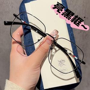 Monture de lunettes optiques carrées en métal 31257 unisexe, anti-lumière bleue, verres plano pour myopes avec design hexagonal - Product Image 5