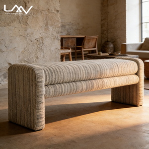 Banc de fin de lit en tissu rembourré avec structure en bois, design moderne et simple, pour salon de villa et chambre d'hôtel, mobilier - Product Image 4