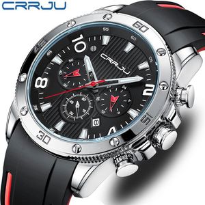 นาฬิกาข้อมือผู้ชาย CRRJU 2295 โครโนกราฟ สำหรับกิจกรรมกลางแจ้ง กันน้ำ หน้าปัดเรืองแสง ควอตซ์ สายยาง Relogio Masculino - Product Image 3