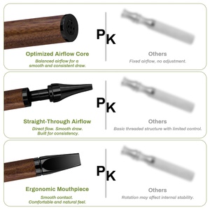 Herramienta de Respiración Consciente, Inhalador Portátil de Madera de Nogal y Acero, Control de Flujo de Aire Ajustable para Aliviar la <span class=keywords><strong>Ansiedad</strong></span>, Ecológico - Product Image 4