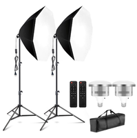 Kit d'Éclairage de Studio avec Deux Softbox Octogonales de 70 cm, Lampes LED 85W-150W pour Photographie Professionnelle