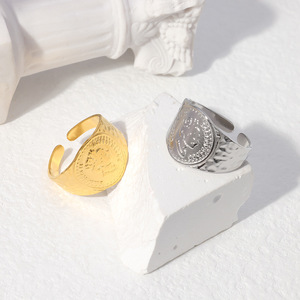 Anillo Hipoalergénico de Acero Inoxidable Estilo Minimalista para Mujer, Anillo Ajustable con Diseño de Reina, Anillo Sencillo al por Mayor - Product Image 3