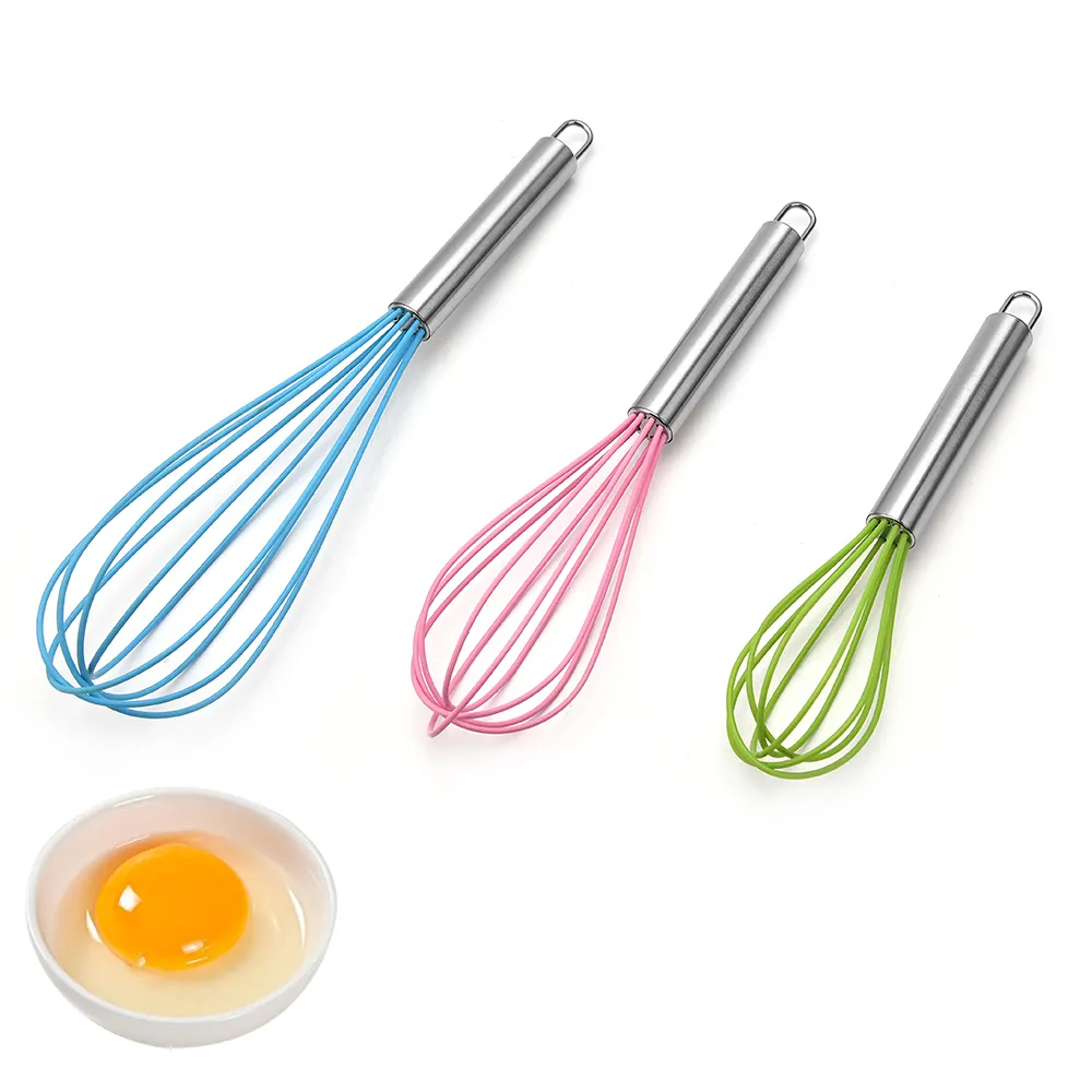 Fouet aux œufs en silicone multicolore, ustensile de cuisine de qualité alimentaire, fouet pour la maison, pièces