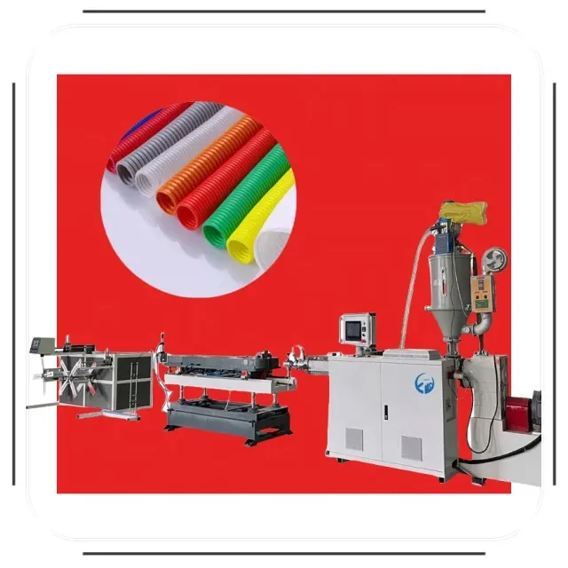 Hoge Snelheid 30 M/min Pp Pe Ingewikkelde Sleeving Gegolfde Buis Tubing Machine Split Gegolfde Buis Plastic Extruders