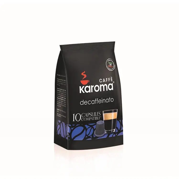 Italiaanse Karoma Cafeïnevrije Koffie Robusta Capsules Nespresso Instant Koffie Zak Verpakking X 10 Pcs Private Label (Oem)