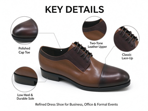 Chaussures habillées Oxford en cuir véritable bicolore pour hommes, à bout pointu, à lacets, pour affaires, bureau, mariage, toutes saisons - Product Image 2