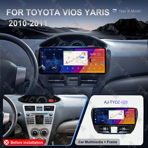 Schermo di navigazione per auto Android da 12,3 pollici con cornice e display per TOYOTA Vios <span class=keywords><strong>Yaris</strong></span> <span class=keywords><strong>2010</strong></span> 2011 LHD, kit completo di pannello fascia per autoradio. - Product Image 3