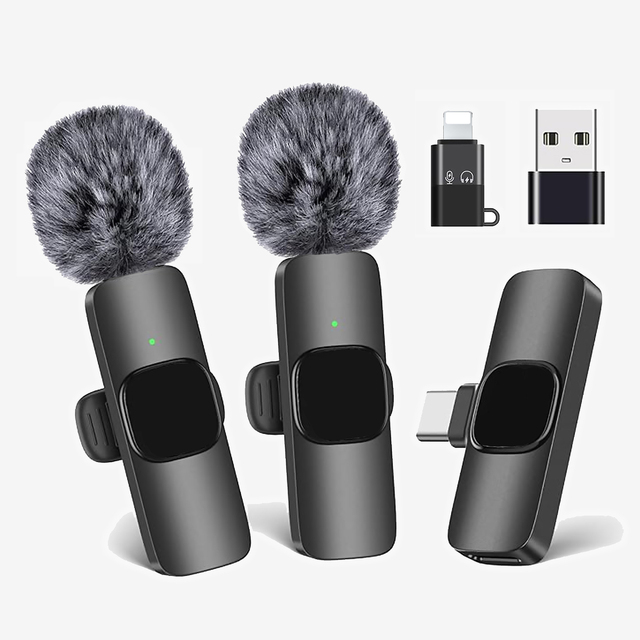 Professional TIKTOK YouTube Vlogging Wireless Lapel Microphone Mini Lavaliere with Audio Noise Reduction Box Packaging Included