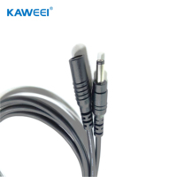 Kabel Pemisah Daya DC (1 ke 2) Konektor Barel 5.5x2.1mm untuk Kamera CCTV Lampu LED, Kabel Ekstensi Daya Hitam yang Tahan Lama
