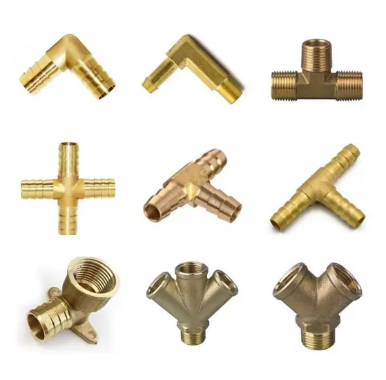 1/4" Brass Fittings Air Hose Fittings 90 Degree Barstock Street Elbow Hex Nipple Coupling Pipe Fitting Set 1/4" x 1/4" Female