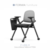Chaise de bureau pliable de haute qualité pour l'étude, la formation, avec tablette d'écriture pour les réunions, les tâches de bureau