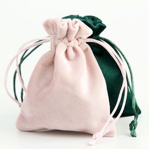 Custom Logo Green Velvet Recyclable Gift Bags Thicker Soft Jewelry Pouch for <b>Watches</b> Necklaces <b>Rings</b> Glasses Economical Weddings - Product Image 2