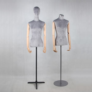 Manichini Femminili in Velluto Grigio all'Ingrosso per Esporre Abbigliamento Donna, Busto Manichino - Product Image 1