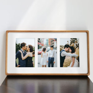 <span class=keywords><strong>Cadre</strong></span> <span class=keywords><strong>photo</strong></span> de mariage en bois massif de teck, vertical, à trois cadres, mural, fait à la main, cadeau créatif <span class=keywords><strong>personnalisé</strong></span> pour les couples - Product Image 2