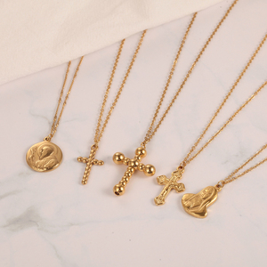 Homens de fé católica crucifixo 18k ouro da moda colar de pingente de aço inoxidável colar de jesus cruz - Product Image 6