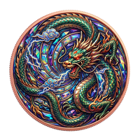 Pièce de monnaie en cuivre Dragon Chinois 5 AVDP OZ, style verre teinté en relief, holographique, pour collectionneurs