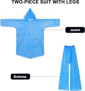 Rainsuit impermeable desechable con pantalones y zapatos Diseño de plástico simple para senderismo - Product Image 2