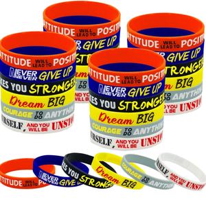 Hot Sale Custom Blue Waterproof Silicone Wristbands Personalized <b>Inspirational</b> Quotes for Birthday & Wedding - Product Image 1